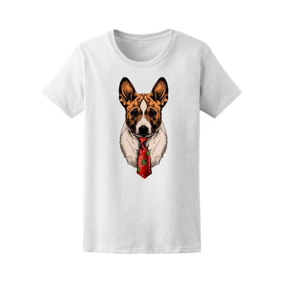 Basenji Dog With Xmas Tie T-Shirt Women -Image by Shutterstock, Female Small