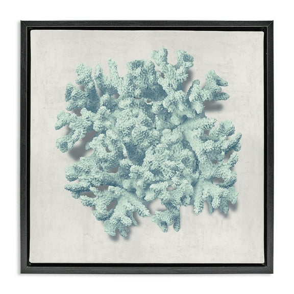 Stupell Industries Coral Blue Sea Beach Design Nature Painting Black Floater Framed Canvas Art Print Wall Art, 18 x 18