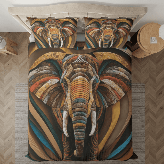 Lotusprinthandmade Vintage Elephant Bedding Set, Multicolor, 68x88