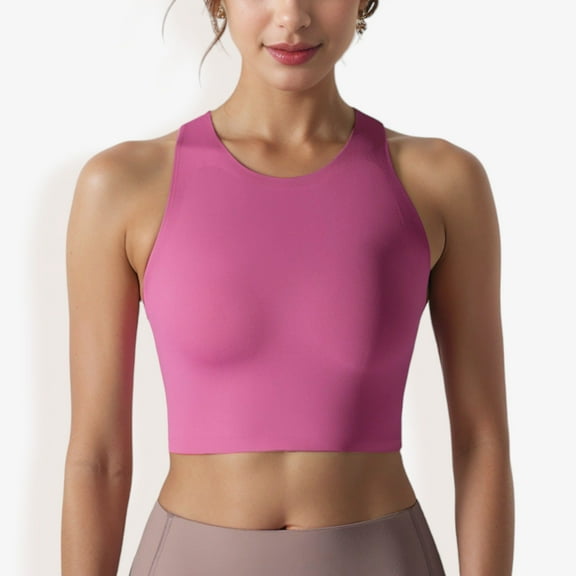Women's High Neck Sports Brawith Racerback Design and Seamless Fit- Large, Mauve
