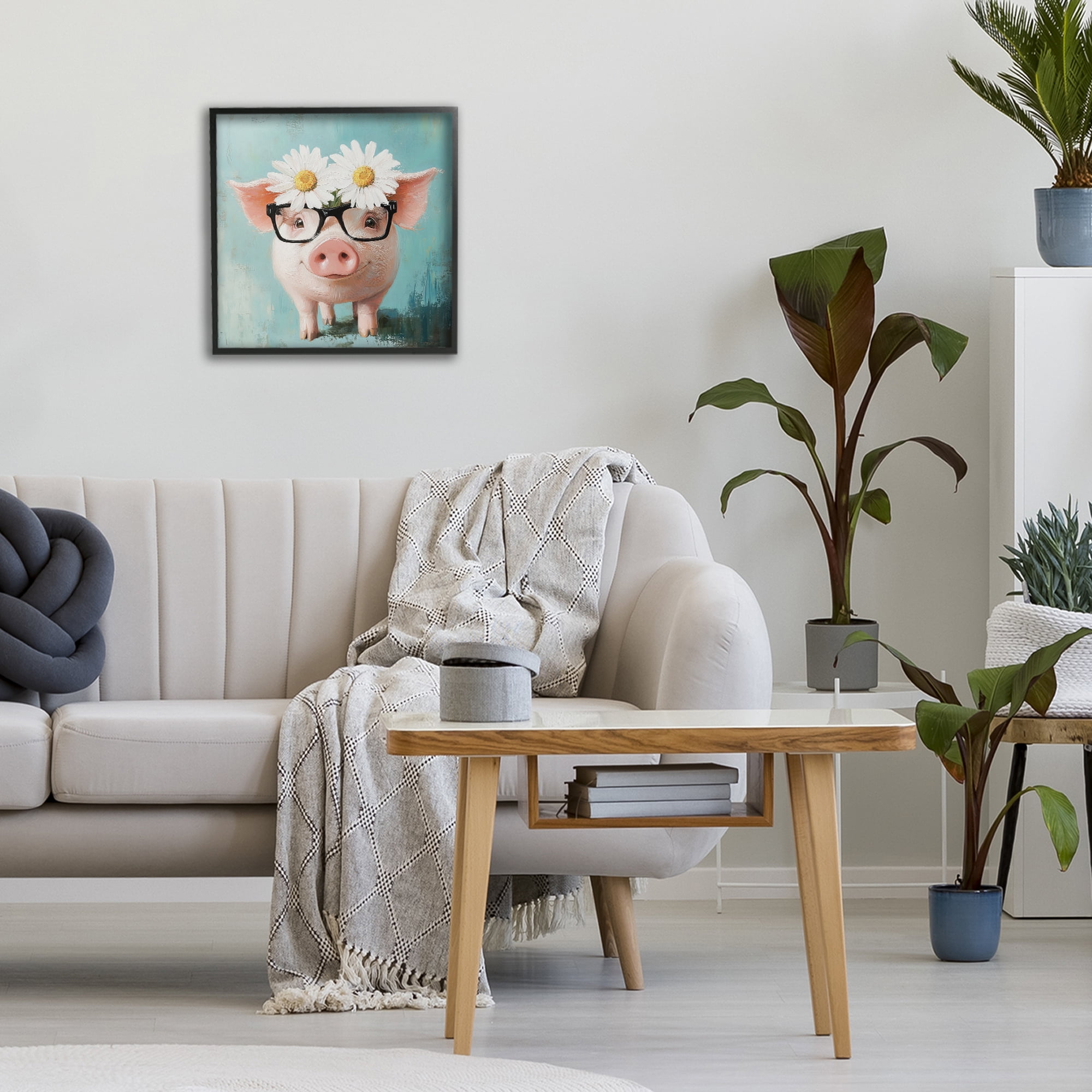 Stupell Industries Nerdy Natalie Piglet Black Framed Giclee Art, design by Tina LeCour