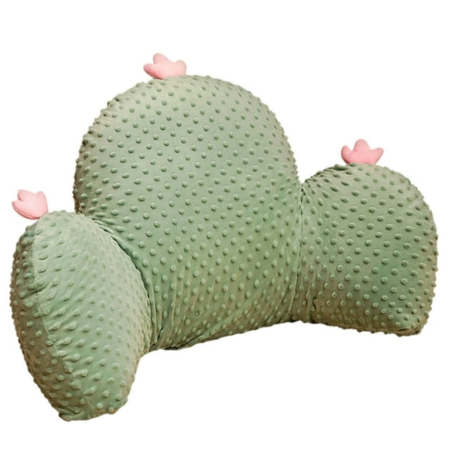 Ltdhehe Ergonomic Chair Cushion Support Lumbar Backrest Pillow Comfortable Desk Seat Pad For Home And Work Car Cute Cartoon Cactus Design Soft Material