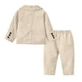 thumbnail image 4 of Povozer Baby Boy Suits Toddler Dress Shirt with Pants Sets Gentleman Wedding(Beige,5-6Y), 4 of 4