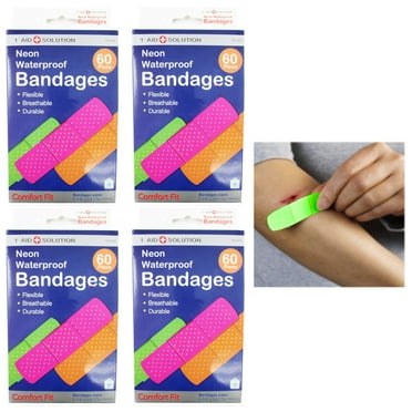 240-Pack Neon Bandages - Waterproof Latex-Free Adhesive Bandages For Kids Cuts & Scrapes