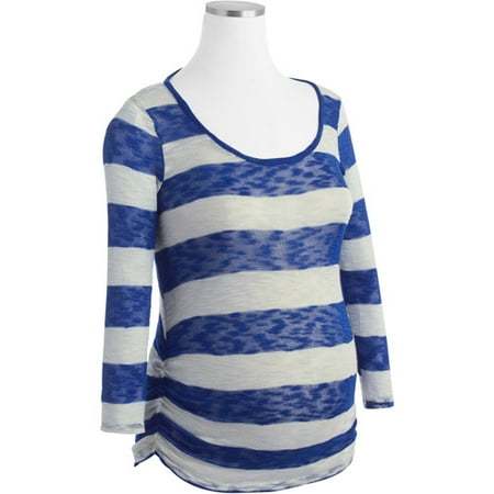 Planet Motherhood Maternity Slub Ruched Stripe Top