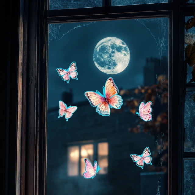 Pegatinas de Mariposas Que Brillan En La Oscuridad | Calcomanías de Pared de Plástico con Purpurina Multicolor | Decoraciones Adhesivas de 5-10 Cm para Puertas, Ventanas, Dormitorios, Salones, Habita
