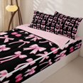 thumbnail image 3 of Erosebridal Watercolor Bow Pattern Zipper Full Size Comforter Sets with Fitted Sheet and 2 Pillowcases,Juicy Cherry Print Zipper Bedding Set,Pink Black,Pink Reversible, 3 of 6