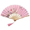 thumbnail image 1 of CSChome Performance Hand Fan Performance Hand Japanese Style Tassel Vintage Stage Performance Flower Print Party Dance Folding Party Favors, 1 of 7