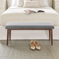 thumbnail image 6 of L'AGRATY Upholstered Bench for End of Bed, 42.5'' Entryway Bench for Living Room, Bedroom Bench with Solid Wood Leg for Living Room Bedroom,Indoor and Hallway (Bench, Grey), 6 of 10