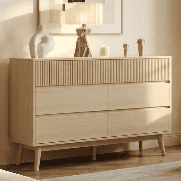 RichYa Fluted 8-Drawer Dresser for Bedroom, Chest of Drawers with Storage,Wooden TV Stand for Living Room, Entryway