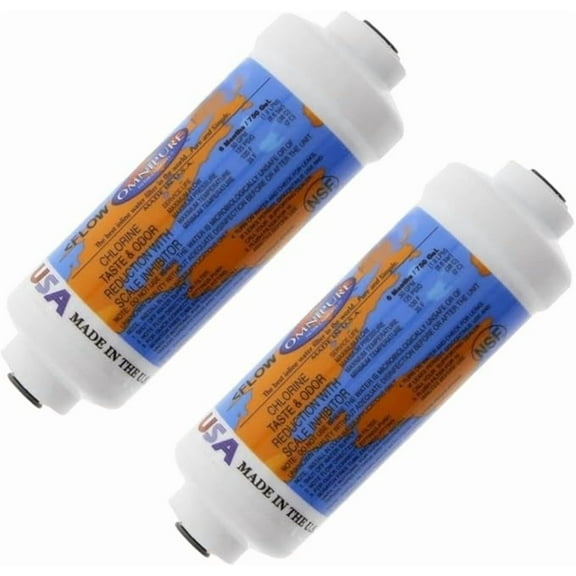 IPW Industries Inc-Omnipure - (K2386-JJ) - 6" x 2" GAC With Phosphate Inline Filter 1/4" OD Quick Connect 2 Pack