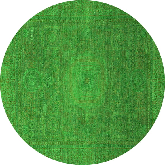 Ahgly Company Indoor Round Oriental Green Modern Area Rugs, 4' Round