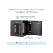 4-Post 12U Wall Mount Network Cabinet with 1U Shelf, 19 Hinged Wall-Mounted Server Rack for Data / AV / Electronics / Computer Equipment, Flexible Vented Rack Enclosure