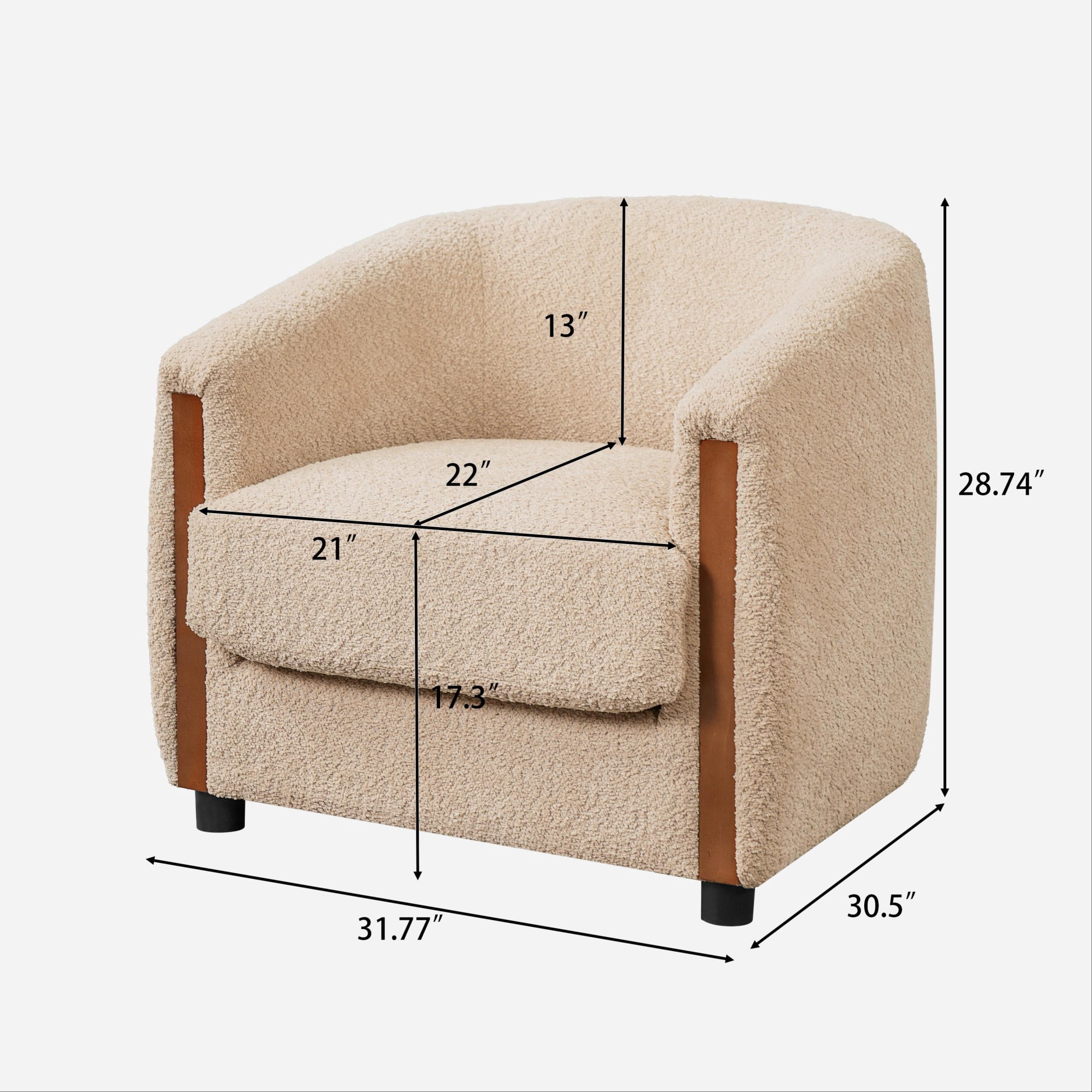 Christopher Knight Home Modern Curved Upholstered Barrel Accent Chair, Removable Cushion, Light Brown, Set of 2