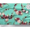 thumbnail image 2 of Soimoi Green Rayon Fabric Ranunculus & Penoy Floral Print Print Fabric By the Yard 58 Inch Wide, 2 of 3