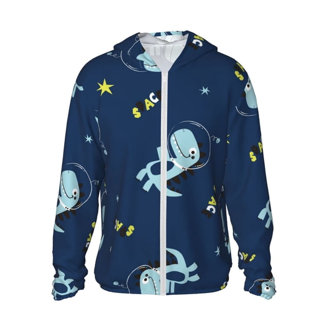 Fotbe Space Dinosaur Chaqueta con Protección Solar UPF 50+ para Hombre y Mujer, Camisa con Capucha y Bolsillos-XX-Large