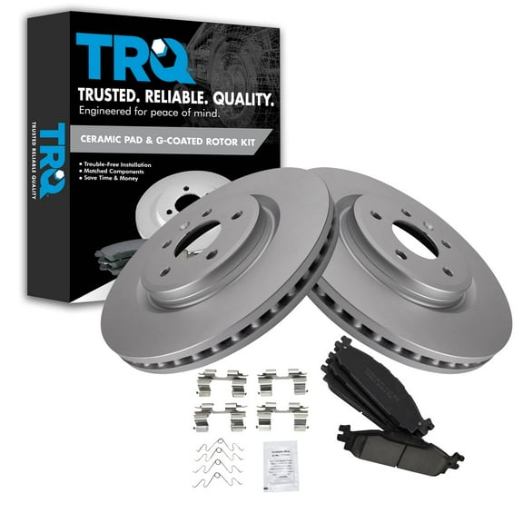 TRQ Front Brake Pad & Rotor Kit Brake Pads Brake Rotor Ceramic Premium G-Coated Fits Select 2011-2019 Ford Explorer 2009-2019 Flex 2010-2019 Taurus 2009-2012 Lincoln MKS MKT