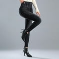 thumbnail image 3 of LINGLANG Lined Leggings Women Tights Velvet Encrusted Elastic Waist High Elastic Tight Fitting Imitation Denim Pocket High Waist Thick Thermal Winter Warm Workout Yoga Pants, 3 of 4