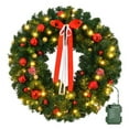 thumbnail image 2 of imerelez 36in Pre-lit Battery Christmas Wreath with 80 Warm Lights, Artificial Wreath with 270 PVC Tips and 18 DIY Ornaments, Door Wall Xmas Decor, 2 of 8