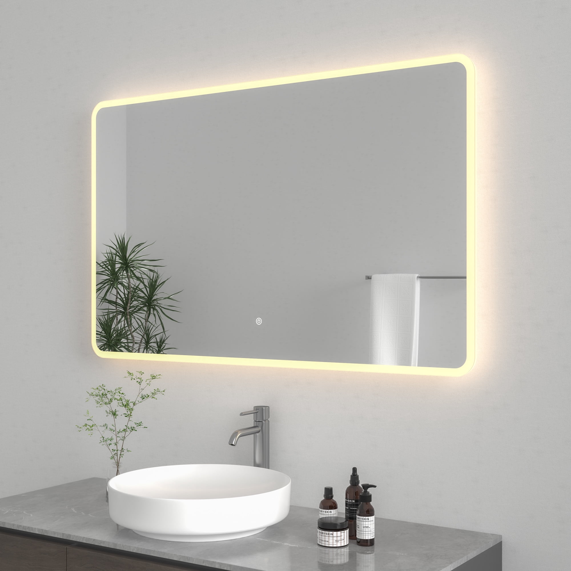 Kingston Brass MR2024830 Aurora 30-Inch x 48-Inch LED Bathroom Mirror, Front and Back Light, Anti-Fog, Dimmable Touch Sensor Lighted Mirror in Silver