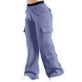 thumbnail image 1 of Pantalones Deportivos de Mujer, Estilo Cargo, de Pierna , Holgados, Ideales para Otoño, para el Trabajo y para Viajar. Azul L, 1 of 9