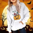 thumbnail image 2 of Tisuna Halloween Hoodies For Teen Girls Pumpkin Print Long Sleeve Hooded Tops Kids Breathable Theme Party Daily Hoody Clothes Size 12-13 Years White, 2 of 4