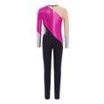 thumbnail image 5 of vastwit Girls Kids Metallic Bodysuit Color Block Gymnastics Leotard Figure Skating Jumpsuit Full Body Dance Unitard Hot Pink 12, 5 of 6