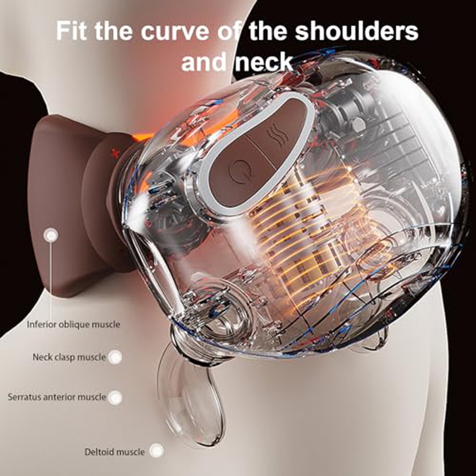4D Neck and Shoulder Massager, Heat Wireless Deep Tissue Kneading Massage Pillow, Simulating Human Hands Dual Heat Settings, Ergonomic Palm Curve, Protable Design for Home Office Travel