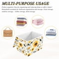 thumbnail image 6 of Yayeee Collapsible Cube Storage Bin with Lid Fabric Closet Decorative Basket with Handles, White Watercolor Sunflowers, 6 of 7