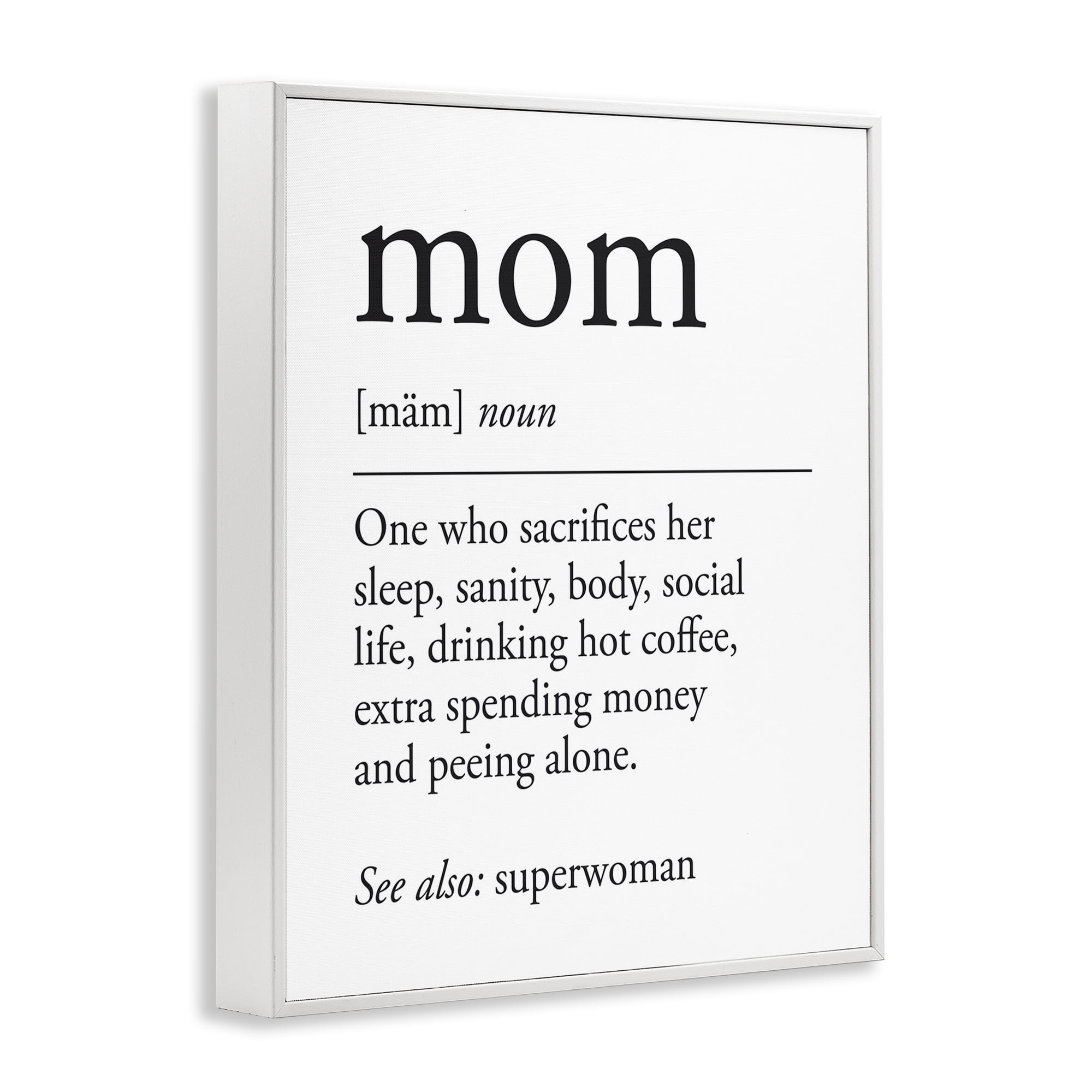 Stupell Industries Mom Definition Sentiment Typography Painting White Framed Art Print Wall Art, 24 x 30