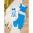 thumbnail image 4 of Elippeo My First Easter Baby Girl Boy Outfit Bunny Romper Bodysuit Pants Bunny Ear Hat 0 3 6 9 12 18 Months Summer Clothes Set, 4 of 10