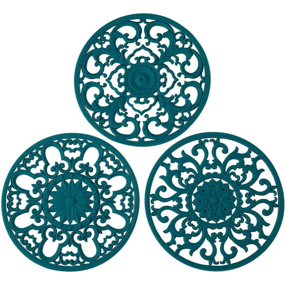 Extra Thick  Trivet Mat for Hot Dishes, Hot Pots and Pans, Pot Holder, Hot Pad to Portect Your Table and Countertop, Kitchen Decor and Accessories,Teal, Set of 3