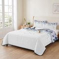 thumbnail image 2 of King Quilt Set 96''x106'', Purple Botanical Lightweight Summer Bedspread Coverlet Set with 2 Pillow Shams, Spring Weeping Eucalyptus Leaves Breathable All Season Quilt Bedding for Bedroom/Guest Room, 2 of 9