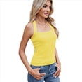 thumbnail image 3 of Camisetas Sin Mangas de Canalé para Mujer (2025), de Punto con Cuello Cuadrado, Básicas e Informales de Verano. Amarillo S, 3 of 8