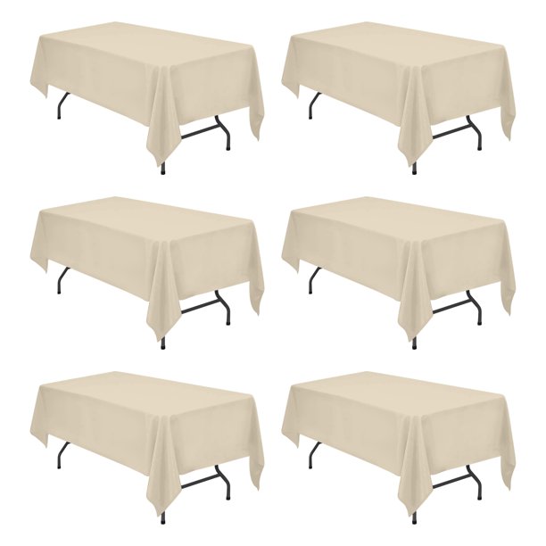 Mantel BRILLMAX de poliéster beige de 180 x 260 cm para mesa de 6 pies