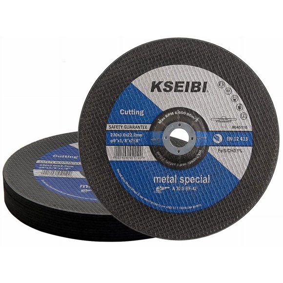 KSEIBI 645110 Grinding Wheels 10-Pack, Aluminum Oxide Discs for Metal & Stainless Steel, 9" x 1/8" x 7/8", Aggressive Grinding for Angle Grinders, Depressed Center Design