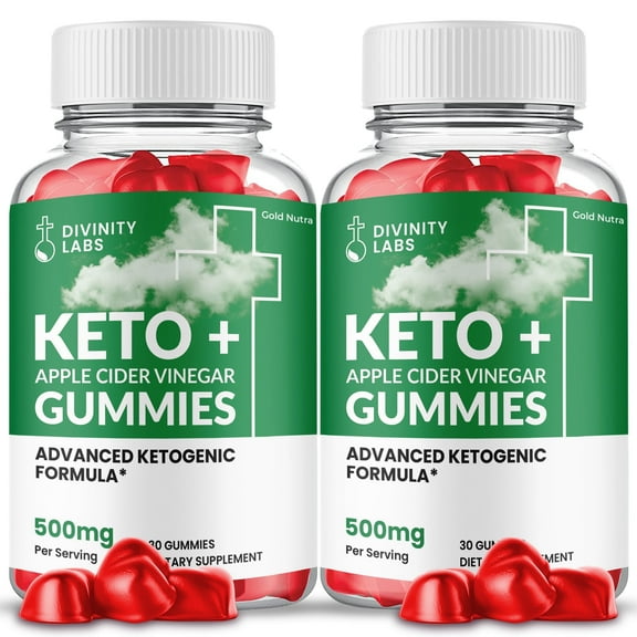 Divinity Labs Keto ACV Gummies, Max Strength Formula Made with Apple Cider Vinegar, Made in USA for Men and Women (2 Pack)