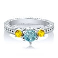 thumbnail image 2 of Gem Stone King 1.12 Ct Round Blue Zircon Yellow Sapphire 925 Sterling Silver Ring (Size 6), 2 of 2