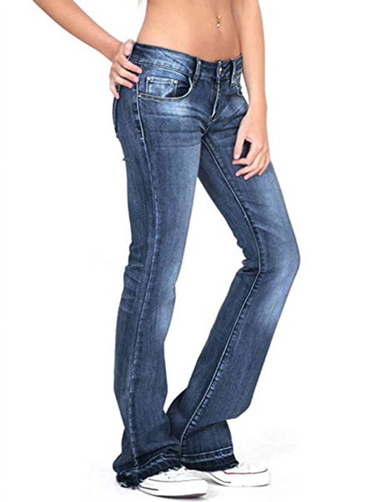 Sexy Dance Womens Low Waist Flared Jeans Bootcut Washed Denim