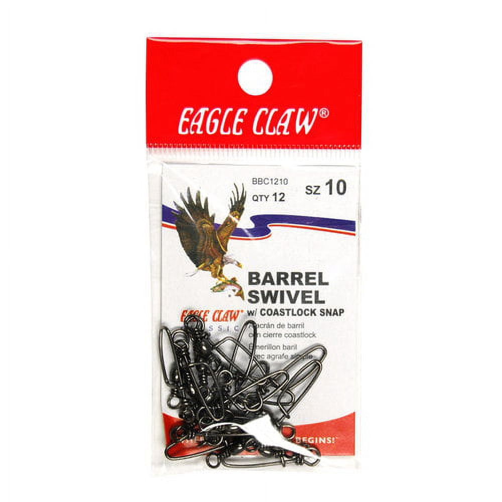 (3 pack) Eagle Claw Barrel Swivel with Coastlock, Black