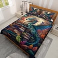 thumbnail image 2 of Lotusprinthandmade Dragon With Books Quilt Bedding Set (White Binding) 5 Sizes (Made in Vietnam) (90x100), Fantasy Dragon Quilt Set, 2 of 5