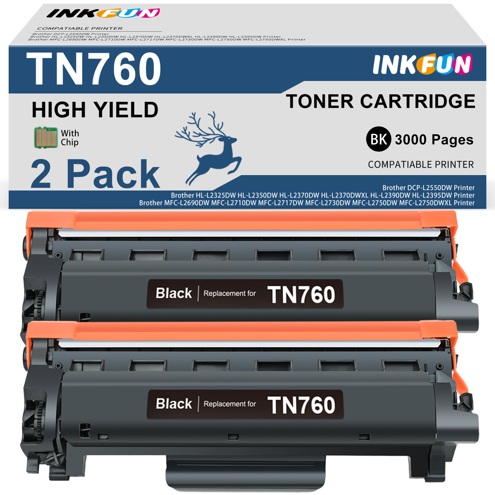 Cartucho De Toner Compatível Arthur Imaging Para Brother TN760 - Preto, Alto Rendimento