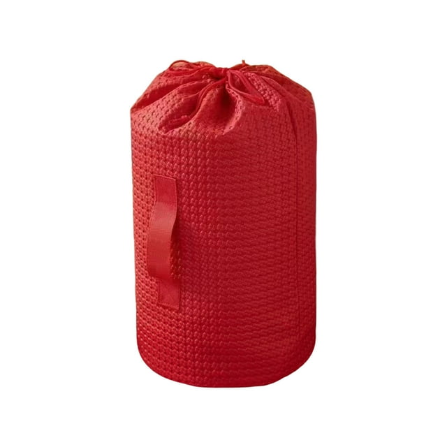 Drawstring Utility Bag, Non-Woven Fabric Storage Solution with Cylindrical Round Bottom Design, High Visibility Red Color for Easy Content Identification, Reusable Organizer for Household Items