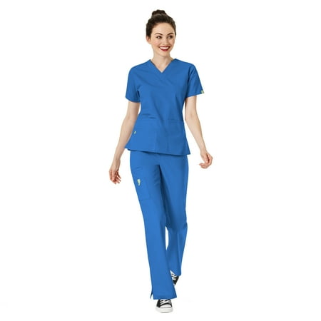 

WonderWink Origins Women s The Bravo 5-Pocket Top & Romeo Flare Pant Scrub Set