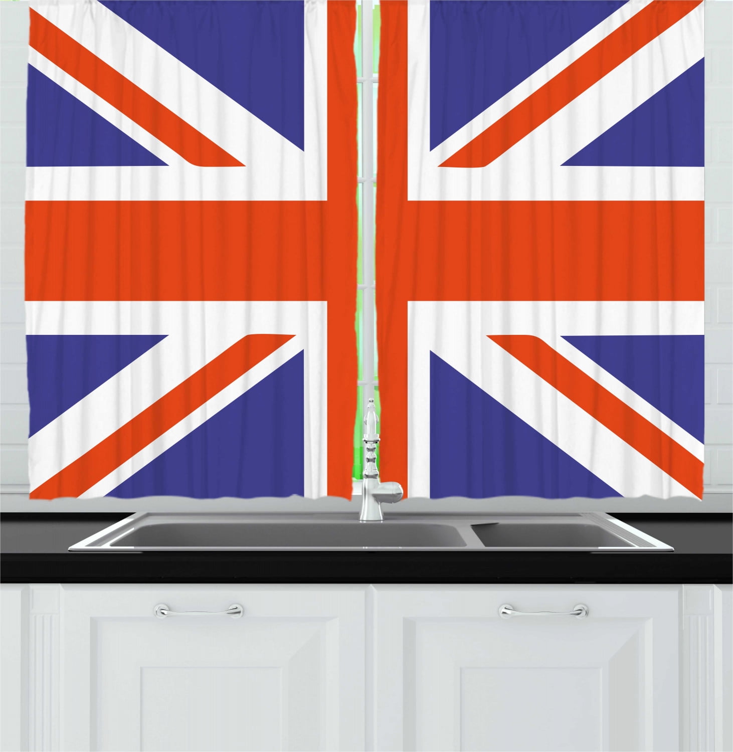 Union Jack Curtains 2 Panels Set, Classic Traditional Flag United