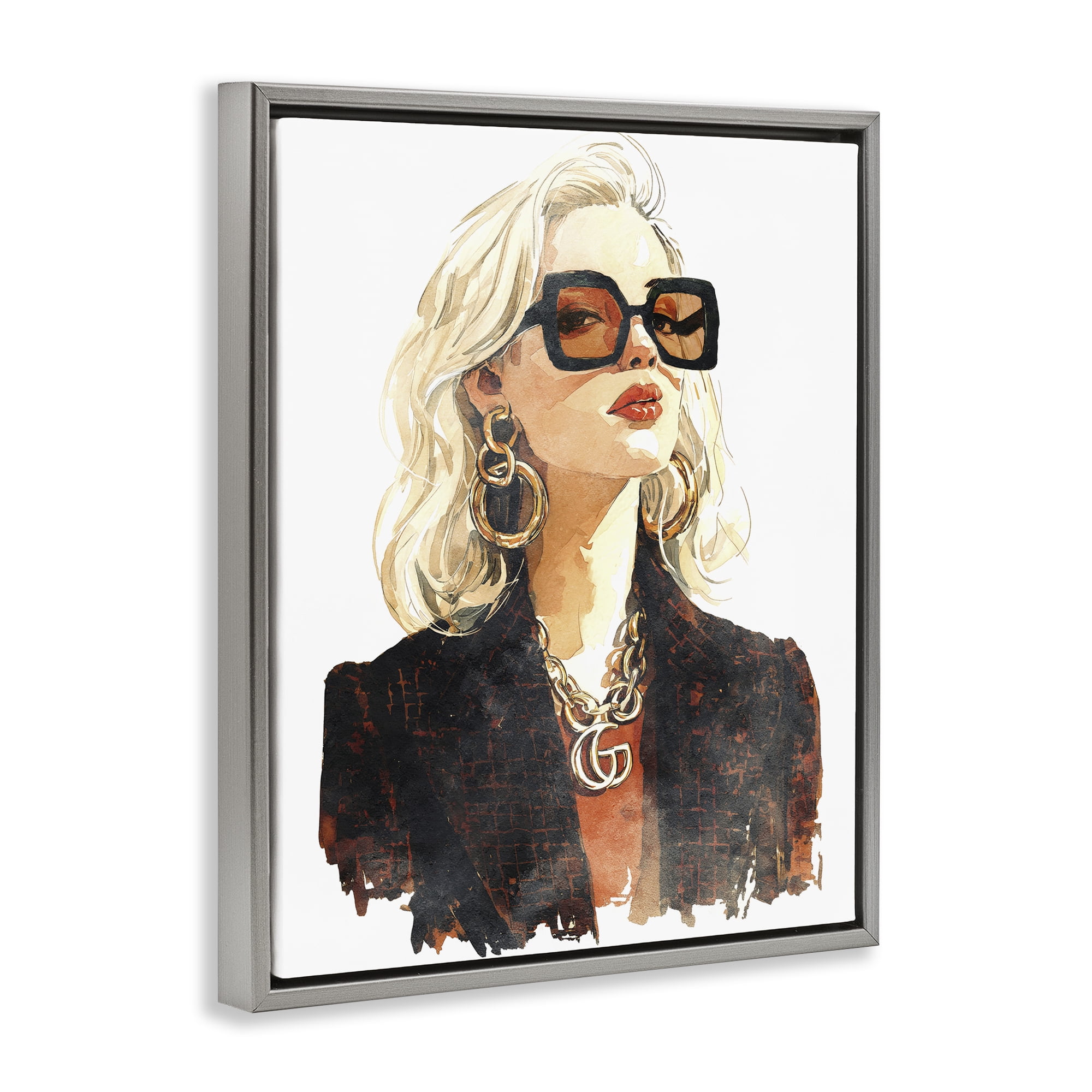 Stupell Industries Luxurious Gilded Gaze Gray Framed Floater Canvas Wall Art, design by Svetlana Aleynikova