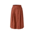 thumbnail image 7 of Cotton Linen Midi Skirts For Women Elastic Waist Button Detail A-Line Skirt Summer Casual Lounge Vacation Skirts With Pockets, 7 of 7