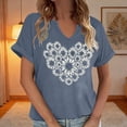 thumbnail image 3 of T Shirts for Women Summer Short Sleeve V Neck Casual Wildflower Graphic Tee Shirt Boho Tops, 3 of 5