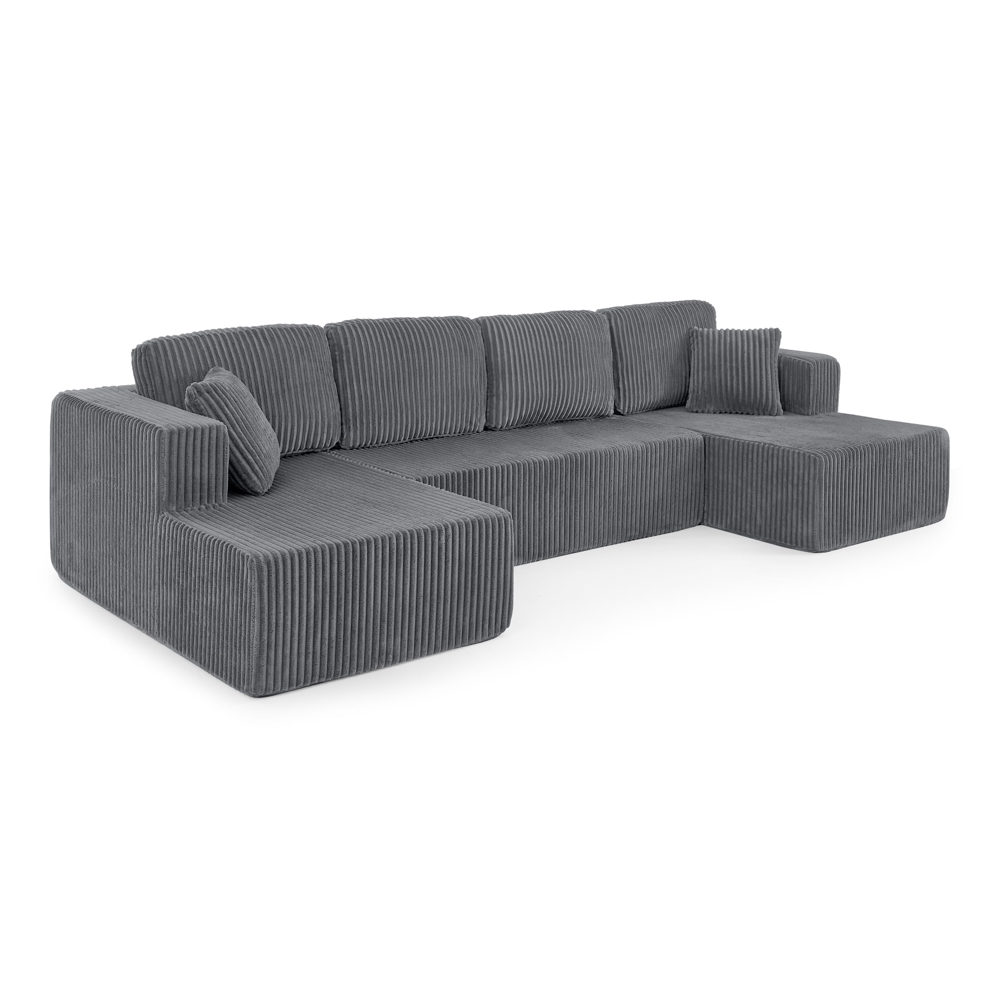 U Shape Modular Sectional Sofa with Chaise, Modern Minimalist Corduroy Couch with Sleeper Design, Comfy Space-Efficient Modular Sofa Set for Living Room, Apartment