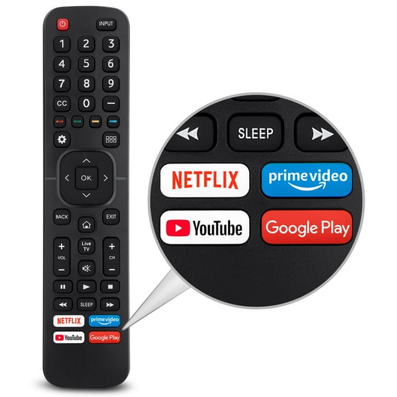 Replacement control EN2A27 for Hisense-Smart-TV-Remote, with Netflix, Prime Video, YouTube, google Play Buttons